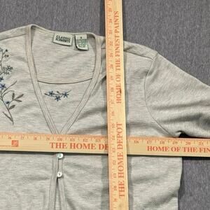 Vintage Classic Elements Womens S Mock Layered Top Embroidered Floral Blue Gray